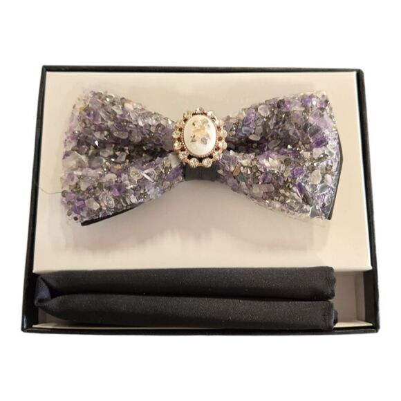 MEN'S  LUXURY  GRAVELSTONE  BOW  TIE  AND POCKET  SQUARE.  SBT64. - Picture 2 of 3